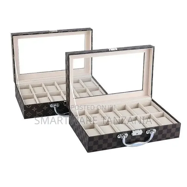 12 Slot Leather Jewelry And Watch Box Organizer - Buy in Dar es Salaam, Tanzania | Smartware
