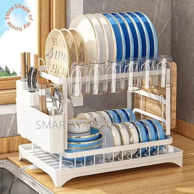 2-Tier Dish Drying Rack With Utensil Holder - Buy in Dar es Salaam, Tanzania | Smartware