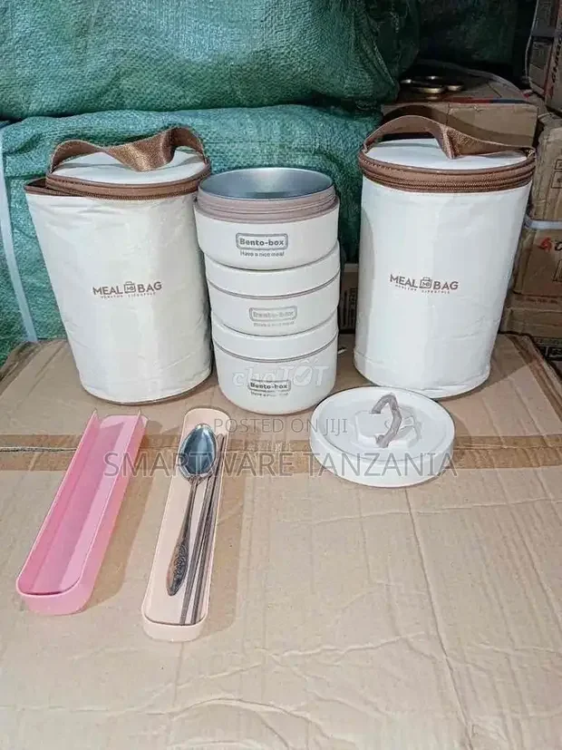 3-layer Stainless Steel Thermal Lunch Box With MEAK BAG - Buy in Dar es Salaam, Tanzania | Smartware