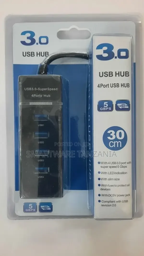 4-Port USB 3.0 Ultra Slim Data Hub With 2 Ft Extended Cable