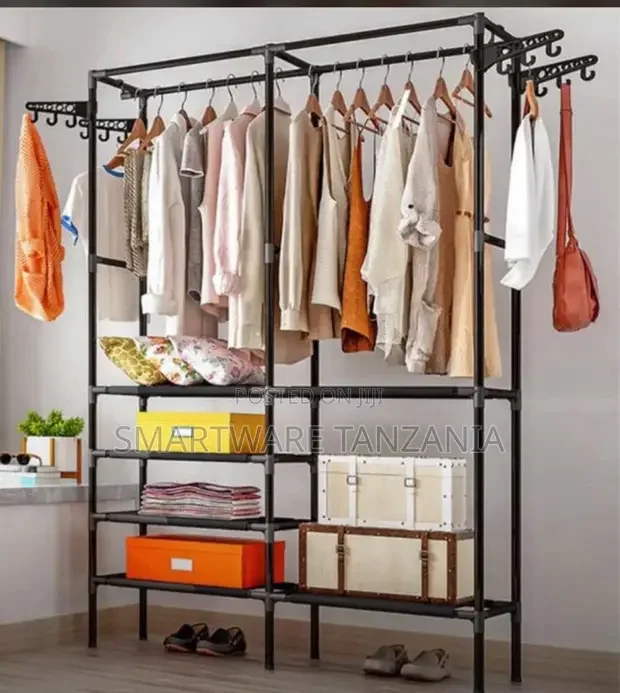 5-Tiers Metal Garment Clothes Rack With Shelves - Buy in Dar es Salaam, Tanzania | Smartware