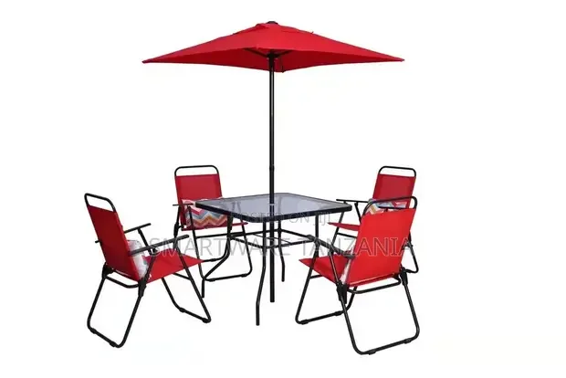 6-Piece Folding Dining Set with Table, Chairs & Umbrella - Buy in Dar es Salaam, Tanzania | Smartware