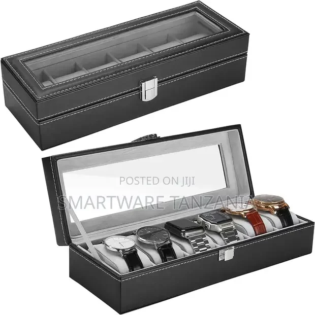 6 Slot Watch Box PU Leather Watch Storage Case With Lock - Buy in Dar es Salaam, Tanzania | Smartware