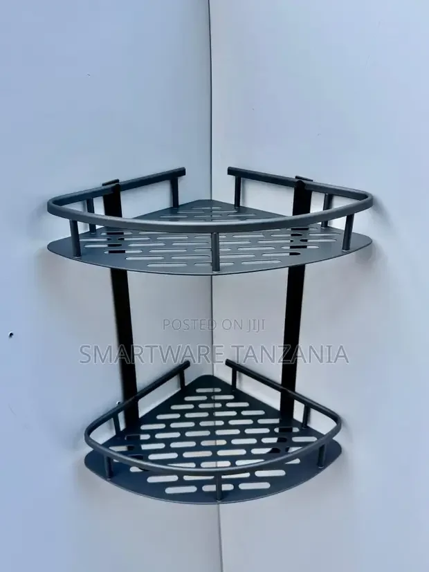 Aluminum 2 Tier Shower Shelf Caddy Adhesive Storage Basket for Shampoo