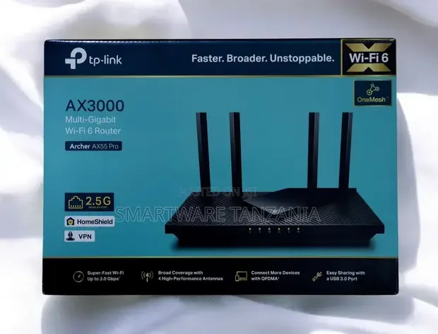 Archer Ax55 Ax3000 Dual Band Gigabit Wi-fi 6 Router - Buy in Dar es Salaam, Tanzania | Smartware
