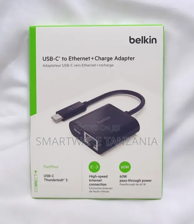Belkin USB-C to Ethernet Charge Adapter 60W - Buy in Dar es Salaam, Tanzania | Smartware