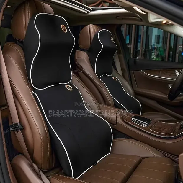 Black Luxe Car Seat Support Set With Neck And Lumbar Cushions - Buy in Dar es Salaam, Tanzania | Smartware