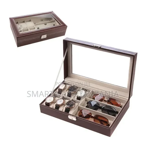 Brown PU Leather Watch and Glasses Organizer Box - Buy in Dar es Salaam, Tanzania | Smartware