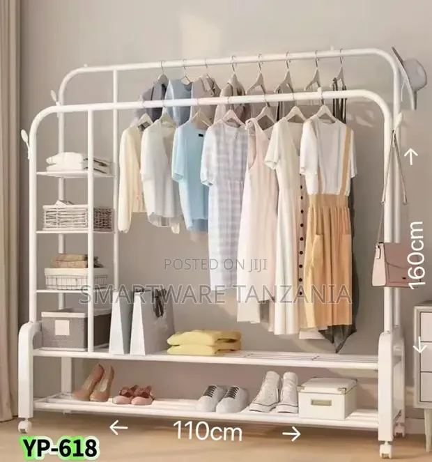Cloth Drying Stand Multipurpose Dual Rod + Wheels - Buy in Dar es Salaam, Tanzania | Smartware