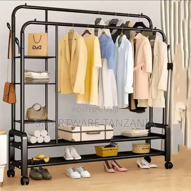 Stable Clothes Rack With Wheels & Two Rails - Buy in Dar es Salaam, Tanzania | Smartware