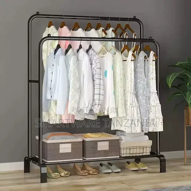 Clothing Rack With Double Layer Shelf for Storing Clothes - Buy in Dar es Salaam, Tanzania | Smartware