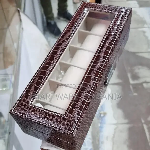 Crocodile Leather Watch Box 5 Slot Glass Display - Buy in Dar es Salaam, Tanzania | Smartware