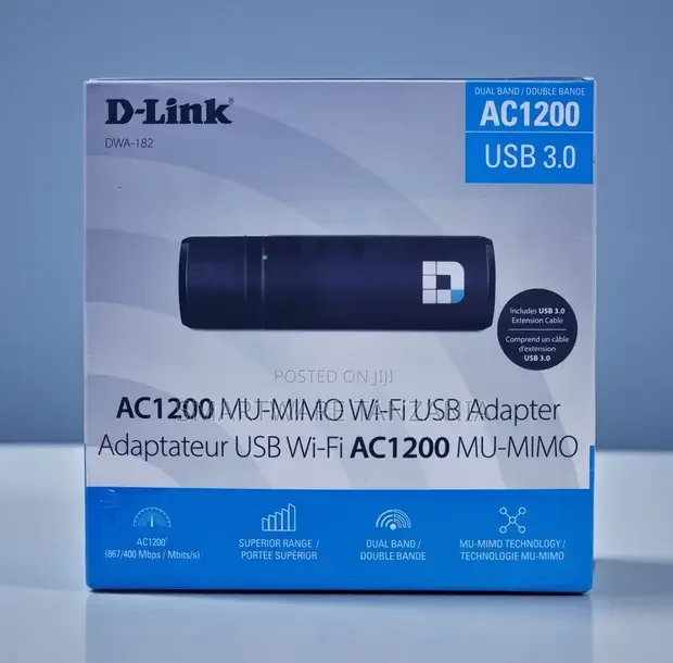 D-Link Dwa-182 Ac1200 Mu-Mimo Dual Band Usb 3.0 Adapter