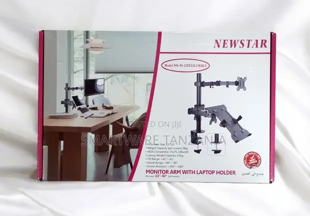 Double Arm Monitor Desk Mount With Laptop Shelf Extension - Buy in Dar es Salaam, Tanzania | Smartware