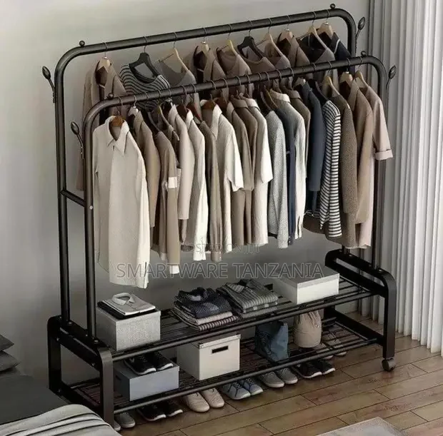 Double Clothes Rail Heavy Duty Metal Coat Stand - Buy in Dar es Salaam, Tanzania | Smartware