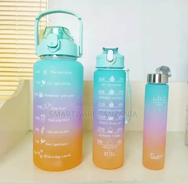 Drinking Bottles Gym Travel Water Bottle With Straw 3 PCS