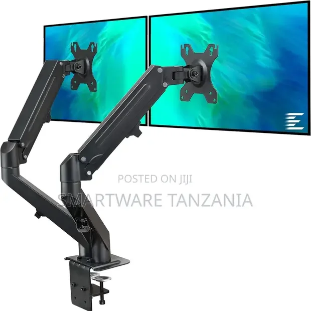 Dual Arm Computer Monitor Desk Mount Height Adjustable, Tilt
