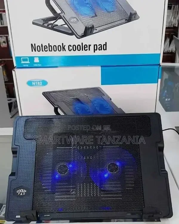 Dual Fan Laptop Cooling Pad with Blue LED Light - Buy in Dar es Salaam, Tanzania | Smartware