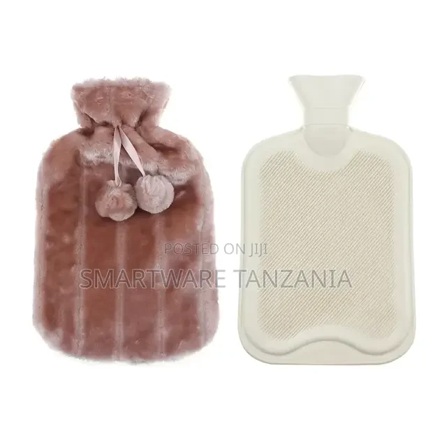 Dusty Pink Faux Fur Hot Water Bottle Set With Pom-poms - Buy in Dar es Salaam, Tanzania | Smartware