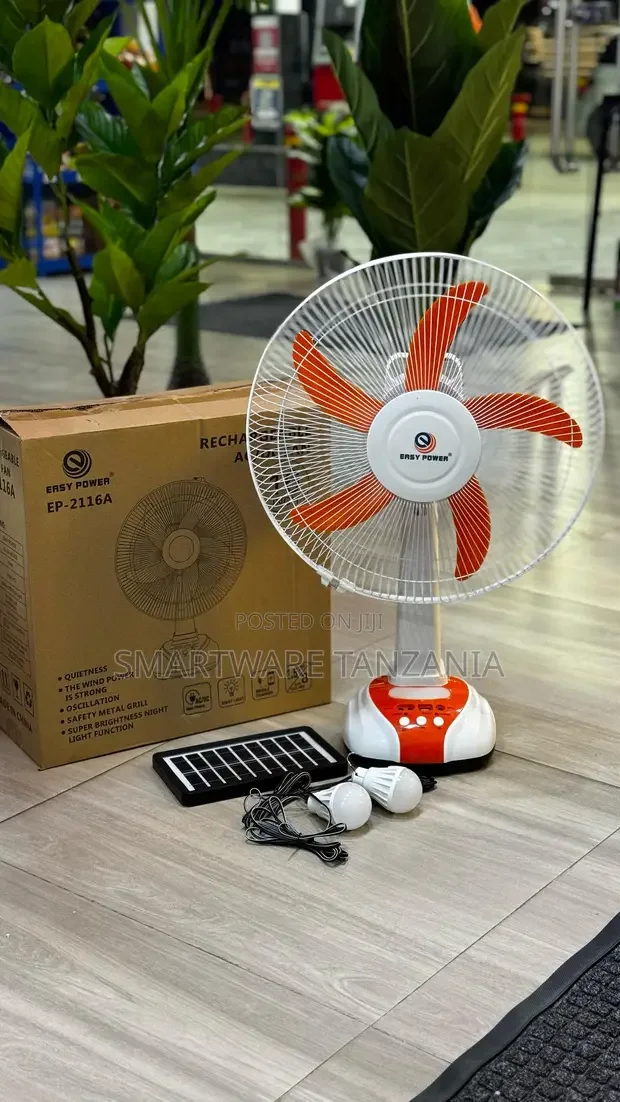Easy Power Rechargeable Table Fan With Solar And LED Lights - Buy in Dar es Salaam, Tanzania | Smartware
