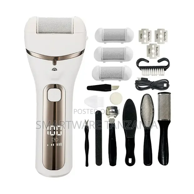 Electric Callus Remover Full Pedicure Kit Led Screen Champagne