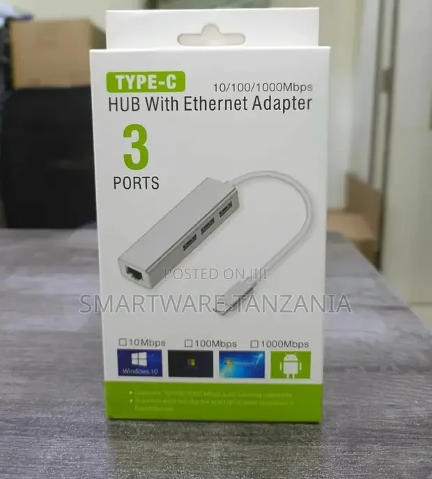 Ethernet Adapter, USB To RJ45 LAN Port With USB OTG Hub - Buy in Dar es Salaam, Tanzania | Smartware