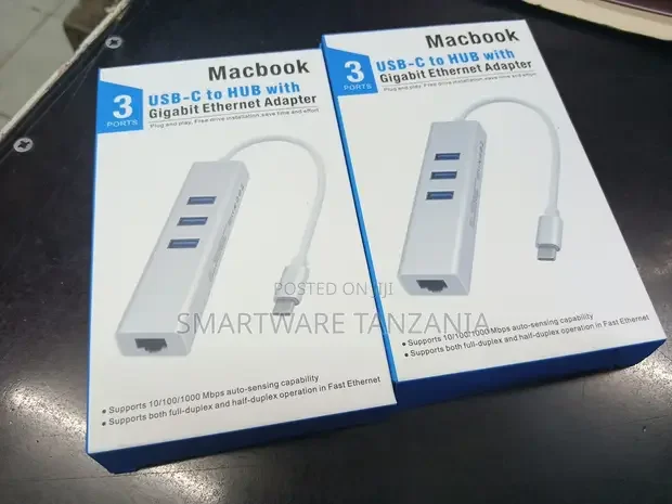 Ethernet Network 3 USB Ported Converter For Type-c Devices