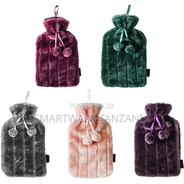Faux Fur Hot Water Bottle Covers With Pom-pom In 5 Colors