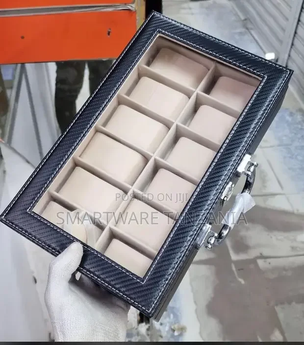 Faux Leather 12 Grids Watch Box Organizer - Buy in Dar es Salaam, Tanzania | Smartware