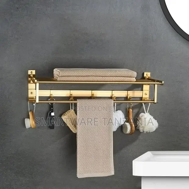 Foldable Bathroom Towel Rack, With Movable Hook