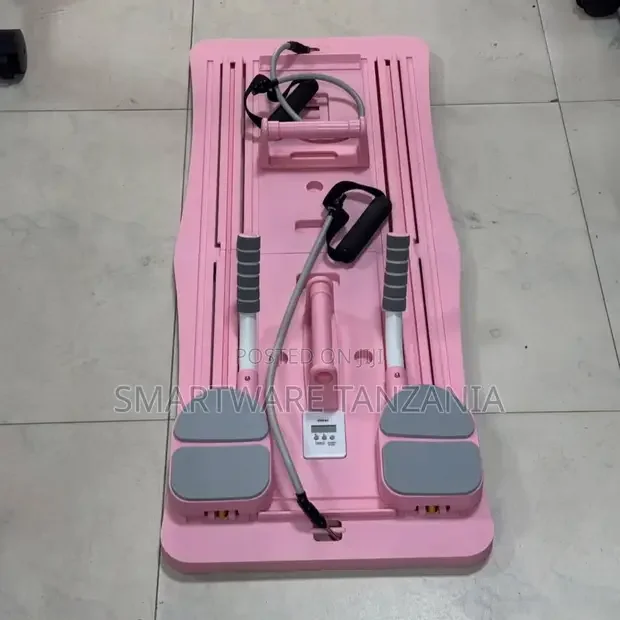 Foldable Home Fitness Board Pink With Resistance Bands Stepper