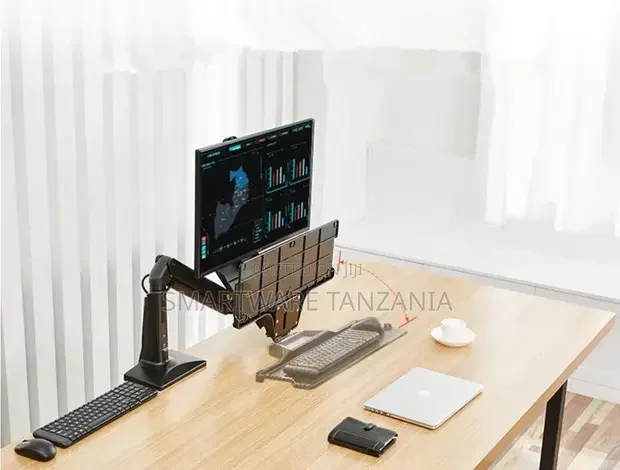 Full-Motion Articulating Arm With Keyboard Tray and Cable Management