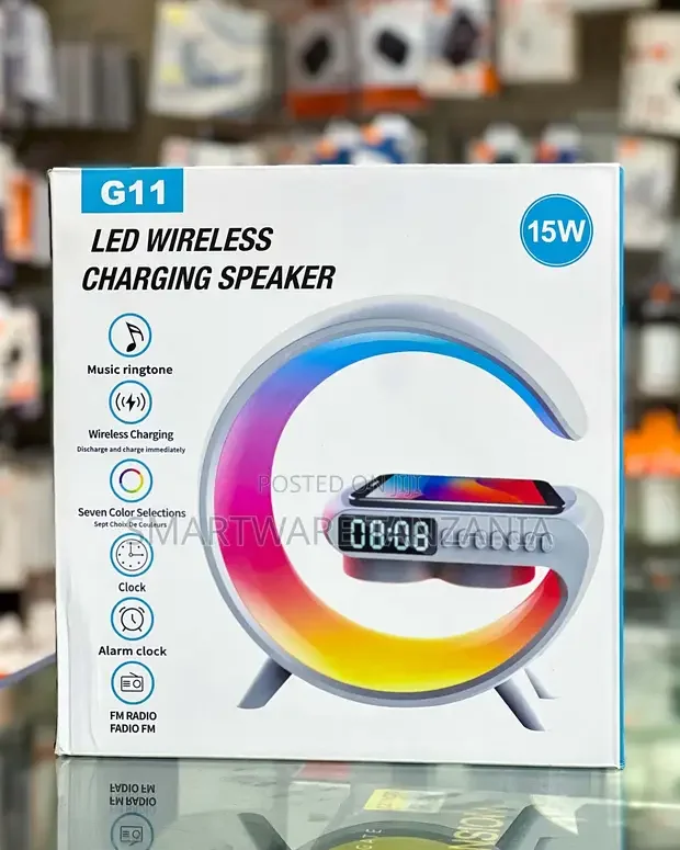 G11 Led Wireless Charging Speaker 15w With Clock Fm Radio - Buy in Dar es Salaam, Tanzania | Smartware