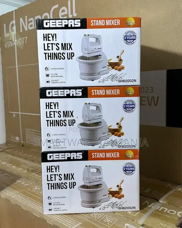 Geepas 250w Stand Mixer With Stand Bowl - 5 Speed Controls