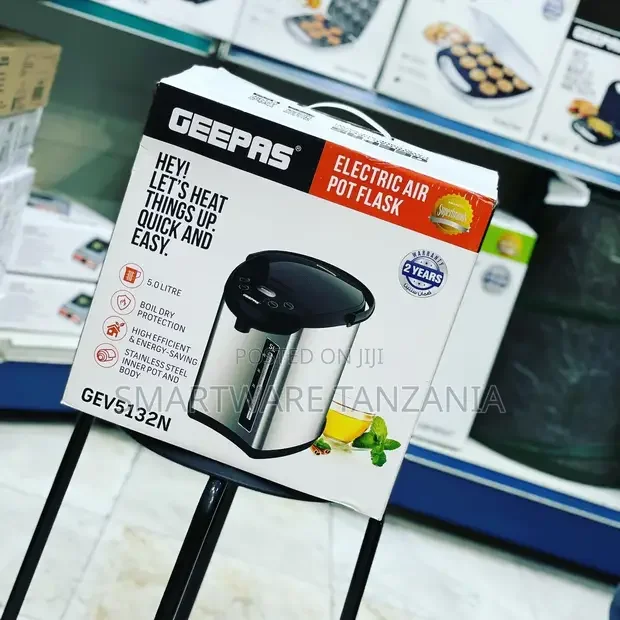 Geepas Electric Air Pot Flask, 5l Stainless Steel Kettle - Buy in Dar es Salaam, Tanzania | Smartware