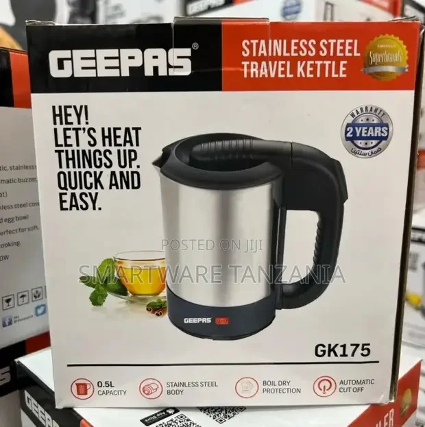 Geepas GK175 Stainless Steel Travel Kettle 0.5L - Buy in Dar es Salaam, Tanzania | Smartware