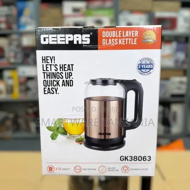 Geepas GK38063 Double Layer 1.7L Glass Electric Kettle - Buy in Dar es Salaam, Tanzania | Smartware