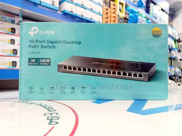 Gigabit Poe+ Switch, 16-Port, 120w, for Ip Cameras
