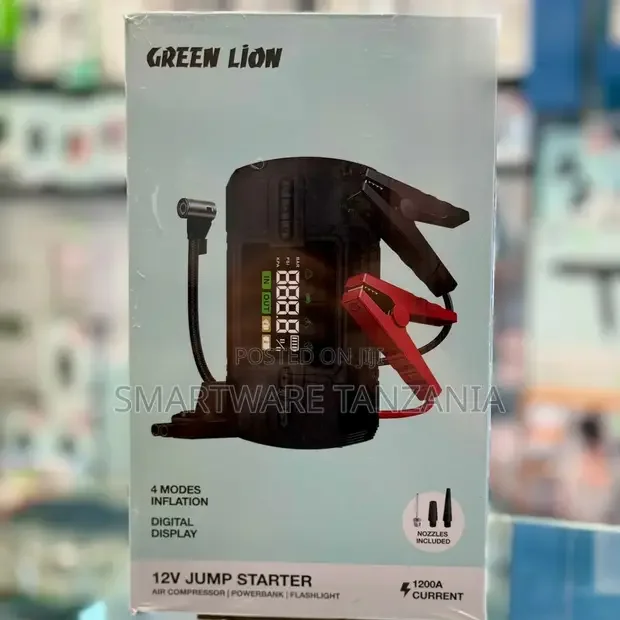 Green Lion 12V Jump Starter Air Compressor Powerbank - Buy in Dar es Salaam, Tanzania | Smartware