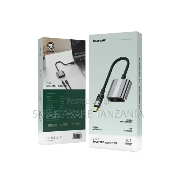 Green Lion 2 in 1 Splitter Adapter Type-C to Aux - Buy in Dar es Salaam, Tanzania | Smartware