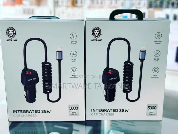 Green Lion 38W Integrated Car Charger with Lightning Cable - Buy in Dar es Salaam, Tanzania | Smartware