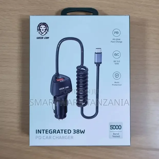 Green Lion 38W PD Car Charger with Integrated USB-C Cable - Buy in Dar es Salaam, Tanzania | Smartware