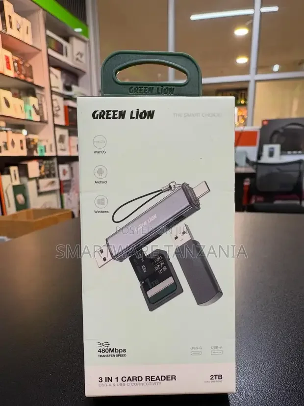 Green Lion 3 in 1 Card Reader USB C & A - Buy in Dar es Salaam, Tanzania | Smartware
