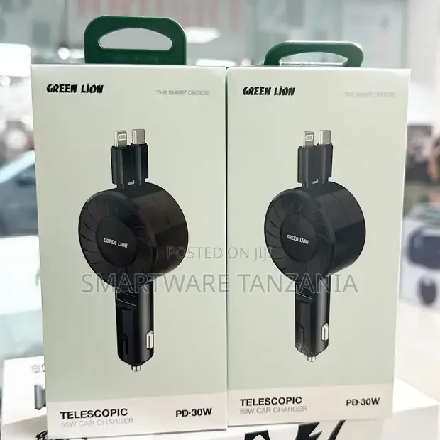 Green Lion 50W Telescopic Car Charger PD-30W - Buy in Dar es Salaam, Tanzania | Smartware