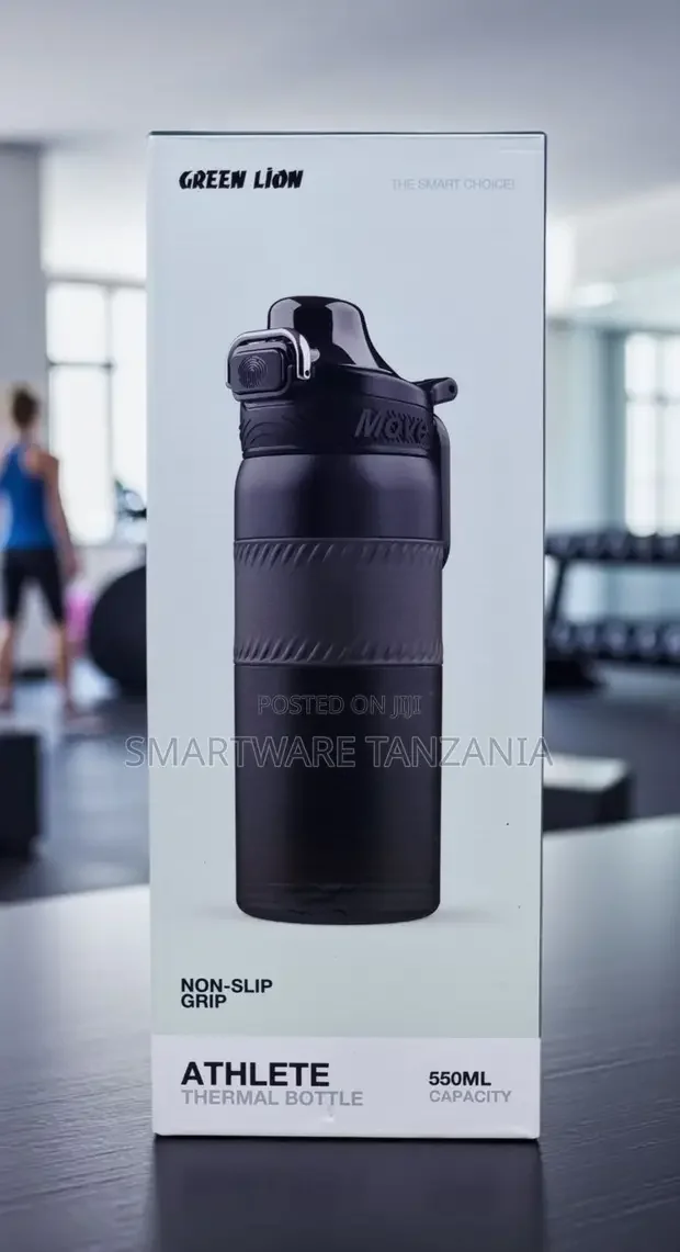 Green Lion Athlete Thermal Bottle 550ml All-black Non-slip Design