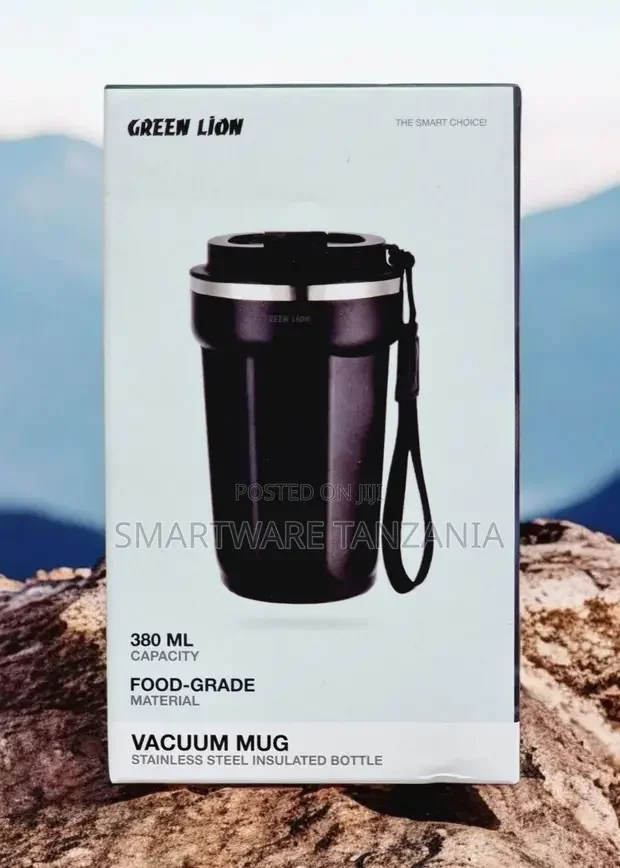 Green Lion Black Vacuum Mug 380ml Insulated Bottle - Buy in Dar es Salaam, Tanzania | Smartware
