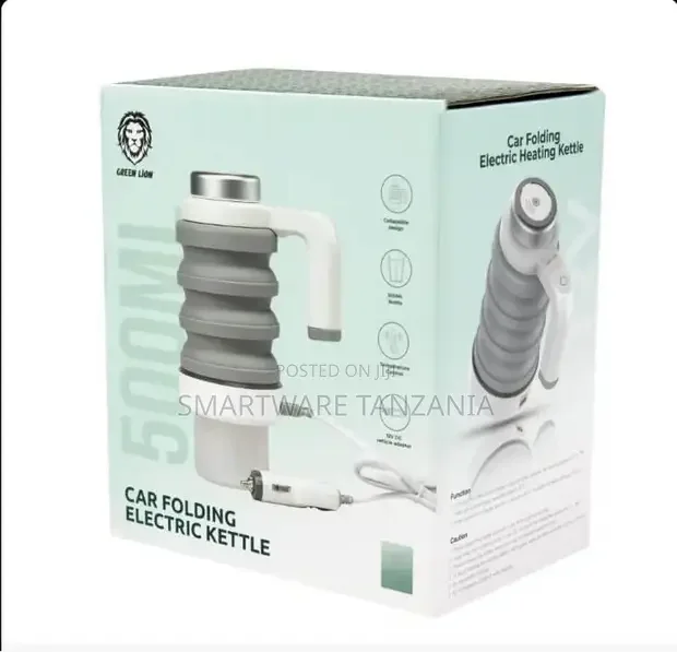 Green Lion Car Folding Electric Kettle - White