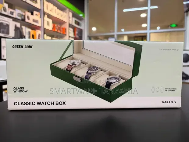 Green Lion Classic Watch Box 6 Slots Glass Window - Buy in Dar es Salaam, Tanzania | Smartware