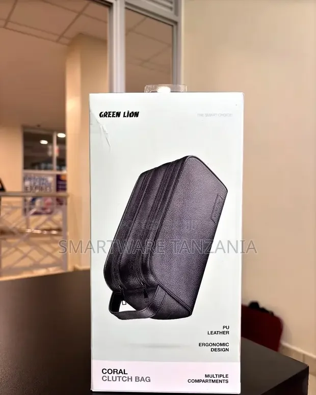 Green Lion Coral Clutch Bag Pu Leather Multiple Compartments