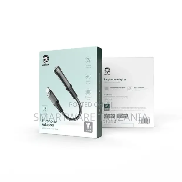 Green Lion Earphone Adapter USB-C to 3.5 Aux 12cm - Buy in Dar es Salaam, Tanzania | Smartware